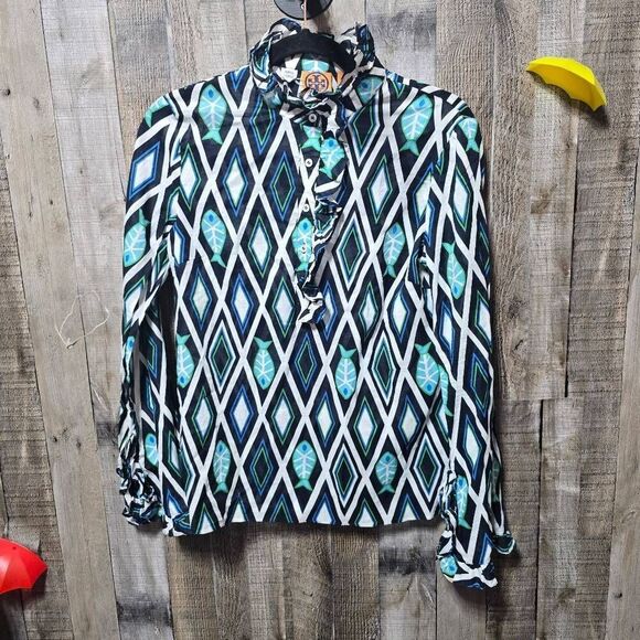 Tory Burch Multicolor Geometric Print Blouse - Picture 1 of 3